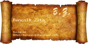 Bencsik Zita névjegykártya